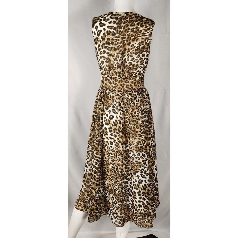 90s Together Leopard Print Sleeveless Fit-Flare Y2K/Indie/Edgy Midi Dress 10 - Picture 2 of 10